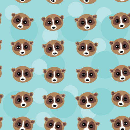Seamless pattern lemur muzzle on blue background.のイラスト素材