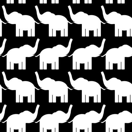 Cheerful seamless pattern with elephants. black and white.のイラスト素材