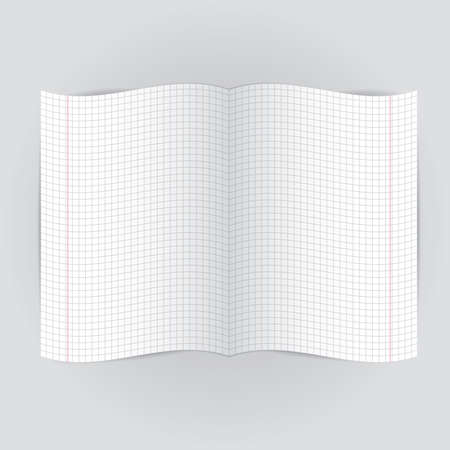 checkered notebook paper on  gray background. vector illustrationのイラスト素材