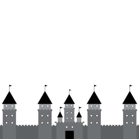black castle on white background. Vector  illustrationのイラスト素材