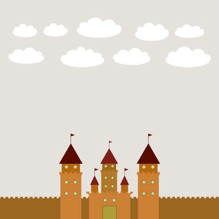 Card With Castle princess fairytale landscape. vector illustrationのイラスト素材