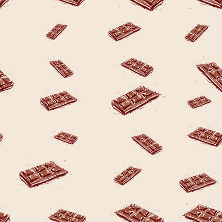 milk chocolate Hand drawn sketch on pink background seamless pattern vector