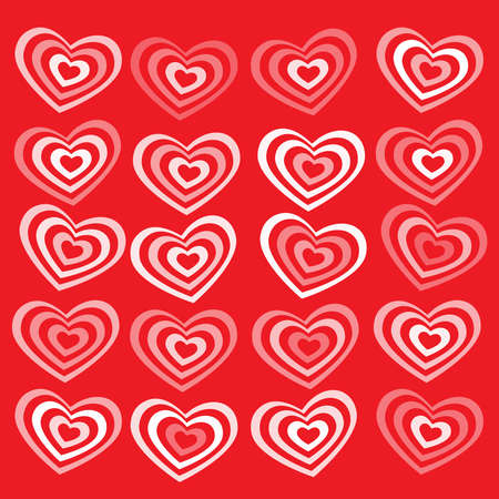 White striped heart on red background Valentines day, wedding card vector