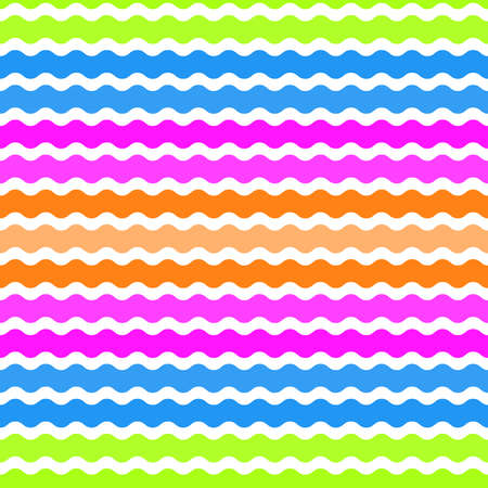 Wave green, pink, orange, blue background, seamless pattern. Vector illustrationのイラスト素材