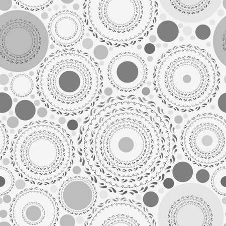 Seamless pattern with gray dots and circles on white background. Vector illustrationのイラスト素材