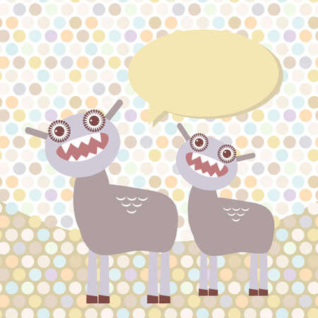 Polka dot background, pattern. Funny cute dinosaur monsters on dot background. Vector illustrationのイラスト素材