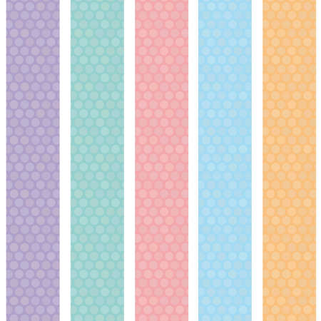 Polka dot background seamless pattern with orange pink lilac blue stripes. Vector illustrationのイラスト素材