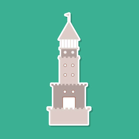 Lighthouse on blue background. Modern style flat. Vector illustrationのイラスト素材