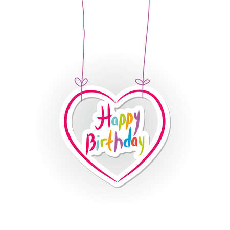 Happy birthday. pink heart on White background. Vector illustrationのイラスト素材