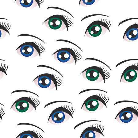 Eyes on white background seamless pattern. Vector illustrationのイラスト素材