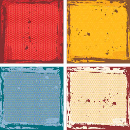 Abstract grunge frame set. red orange blue beige Background template. Vector illustrationのイラスト素材