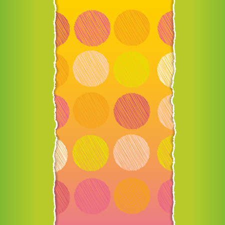 Vintage card design Polka dot background, scribble dot on green and orange background, template for your design. Vector illustrationのイラスト素材