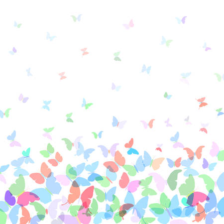 card design Colorful spring background with butterflies on white background. Vector illustrationのイラスト素材