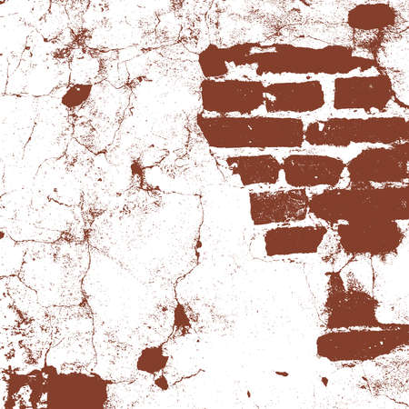 Brickwork, brick wall of an old house, brown and white grunge texture, abstract background. Vector illustrationのイラスト素材