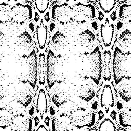 Seamless pattern black on white background. Snake skin texture. Vector illustrationのイラスト素材