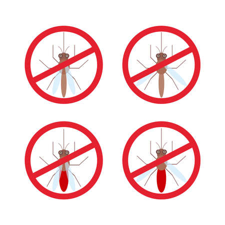 stop mosquito sign in red circle. Vector illustrationのイラスト素材