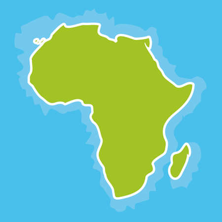 map of Africa Continent and blue Ocean. Vector illustrationのイラスト素材