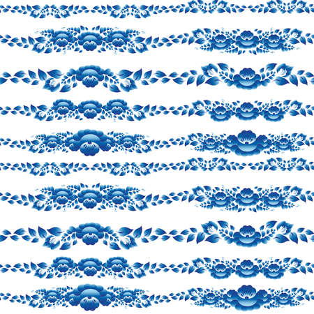 Vintage floral elements, blue on white background for your design. Vector illustrationのイラスト素材