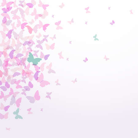 spring summer card design Colorful pink butterflies set on white background. Vector illustrationのイラスト素材