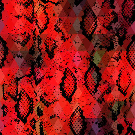 Snake skin texture  with colored rhombus. Geometric background. 