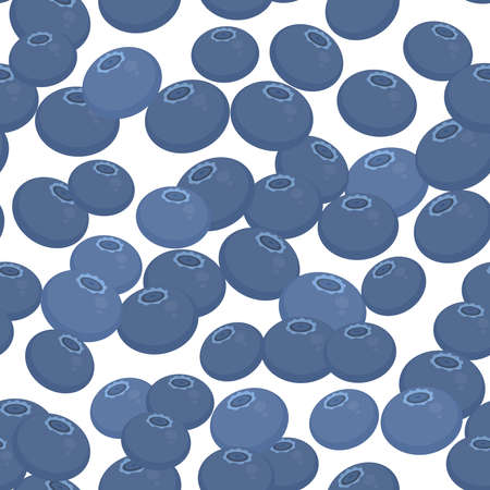 Blueberry seamless pattern blue Fresh juicy berries on white background. Vector illustrationのイラスト素材