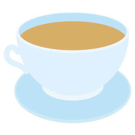 blue cup coffee, tea, isolated on white background. Vector illustrationのイラスト素材