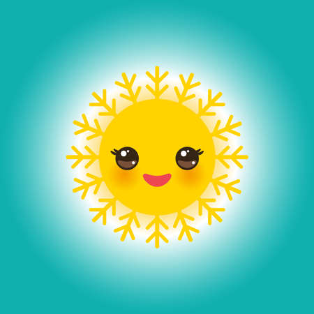 World Sun Day May 3, Kawaii funny yellow sun with cute smiles pink cheeks and eyes on sky blue background. Vector illustrationのイラスト素材