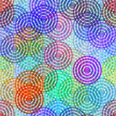Abstract seamless pattern rings round motif geometric background Vintage blue turquoise purple violet decoration Textile print, web page fill. Vector illustrationのイラスト素材