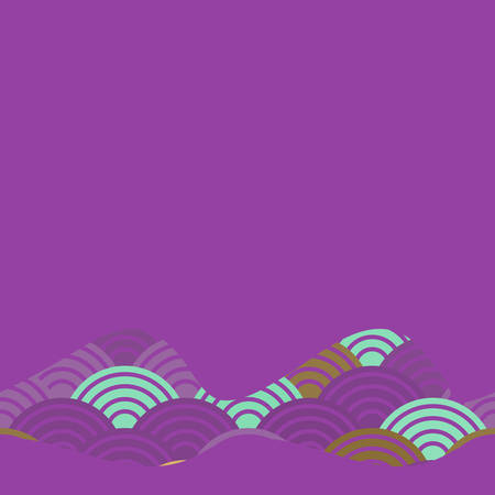 banner template for your text. pattern dragon fish scales simple Nature background with japanese wave circle pattern violet purple green brown background. Vector illustrationのイラスト素材