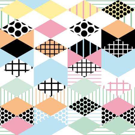 Geometric elements Memphis Postmodern Retro fashion style 80-90s. asymmetrical shapes Rhombus...