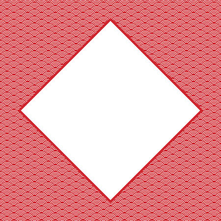 Seigaiha or seigainami literally means wave of the sea. Rad card banner design for text abstract scales simple Nature background with japanese circle pattern on white. Vector illustrationのイラスト素材