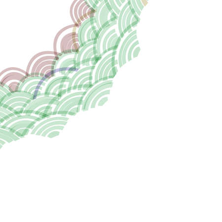 Abstract composition of round elements curtains. scales simple Nature Asian wave circle pattern Brown blue aqua turquoise teal mint on a white background card banner design. Vector illustrationのイラスト素材