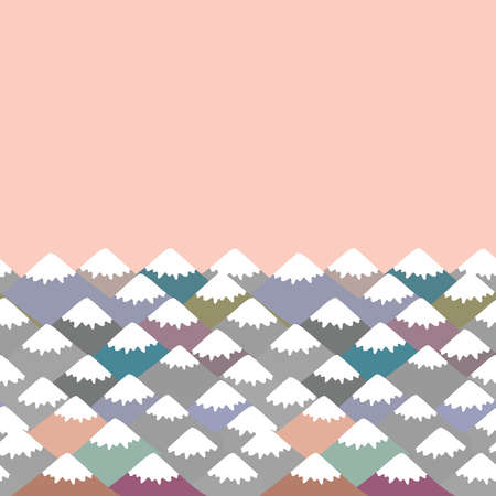 pattern Mount, card banner design Nature background with Mountain landscape. Gray, pink, blue navy mountain with snow-capped peaks. Vector illustrationのイラスト素材