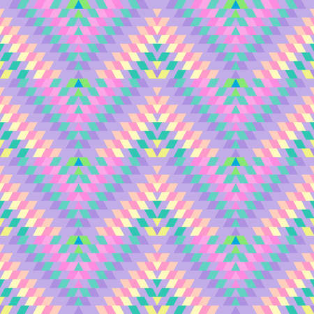 Seamless pattern Turkish carpet pink lilac purple pink beige. Patchwork mosaic oriental kilim rug with traditional folk geometric ornament. Tribal style. Vector illustrationのイラスト素材