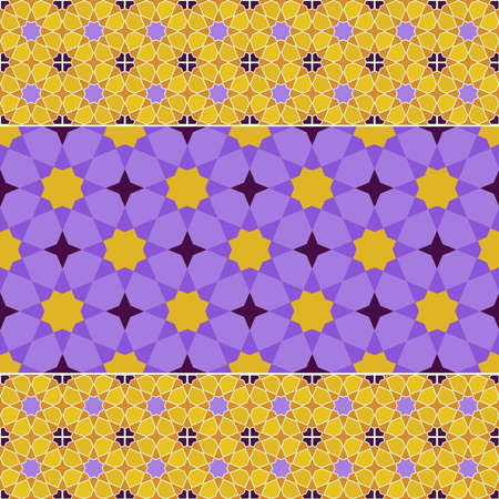 Moroccan seamless pattern, Morocco. Patchwork mosaic traditional folk geometric ornament lilac...