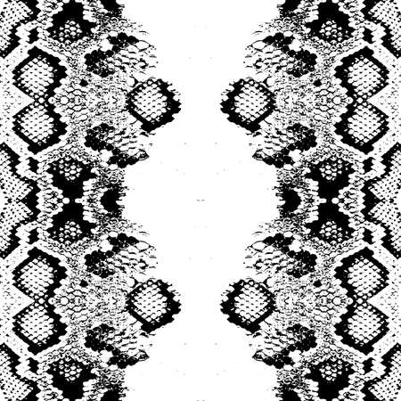 Snake skin scales texture. Seamless pattern black isolated on white background. simple ornament,...