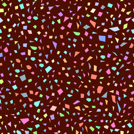 Terrazzo Seamless pattern abstract texture, traditional geometric flooring material, chips of marble granite. pastel colors on brown background Can be used for Gift wrap, fabrics, wallpapers. Vector illustrationのイラスト素材