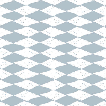 Classic vintage seamless pattern with rhombuses, texture grunge crayons ink. gray isolated on White background. Can be used for greeting card design, Gift wrap, fabrics, wallpapers. Vector illustrationのイラスト素材