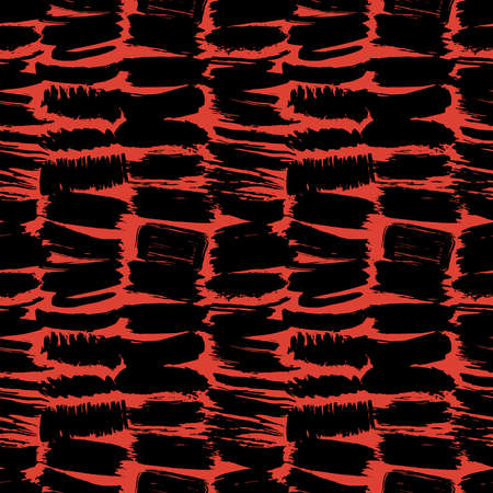 Seamless pattern black red brush strokes lines design, abstract simple scandinavian style background grunge texture. trend of the season. Can be used for Gift wrap fabrics, wallpapers. Vector illustrationのイラスト素材