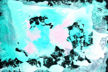 sea ocean waves blue white black bright paint in monotype technique, abstract texture background for...