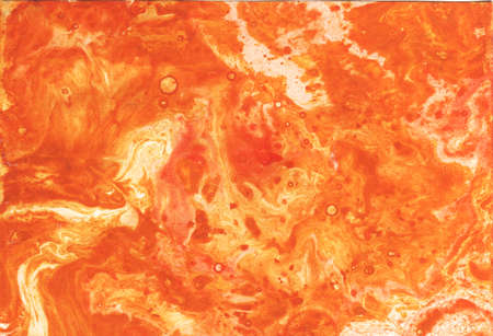 painting, contemporary art.  stains yellow orange red. monotype technique, abstract texture...