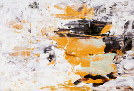 Painting, Modern Art contemporary. gradient, gouache acrylic paint in palette knife technique, abstract texture hand drawn background for your design. yellow burgundy beige black white brown orangeの写真素材
