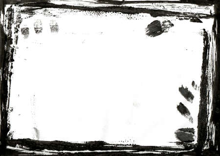 Abstract grunge frame. Black and white Background drops, paint stains, ink template, copy space for your design, card banner template.の写真素材
