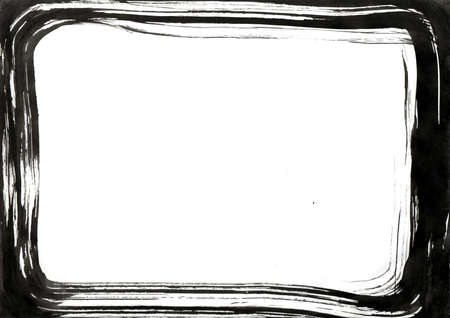 Abstract grunge frame. Black and white Background drops, paint stains, ink template, copy space for your design, card banner template.の写真素材