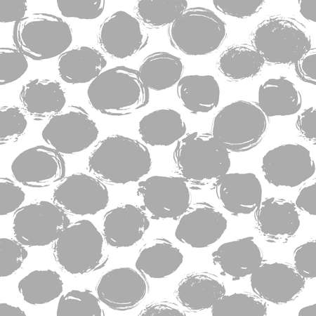 Classic vintage seamless pattern with polka dot, texture brush strokes ink. gray isolated on White background. Can be used for greeting card design, Gift wrap, fabrics, wallpapers. Vector illustrationのイラスト素材