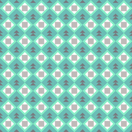 Classic vintage seamless pattern with abstract geometry texture. Green blue brown triangle square background. Can be used for greeting card design, Gift wrap, fabric, wallpaper. Vector illustrationのイラスト素材