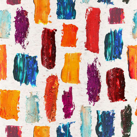 seamless pattern beige blue, sapphire, navy, indigo, cobalt green, red, orange, yellow, maroon, burgundy paint in oil painting technique, abstract texture background for your design illustrationの写真素材