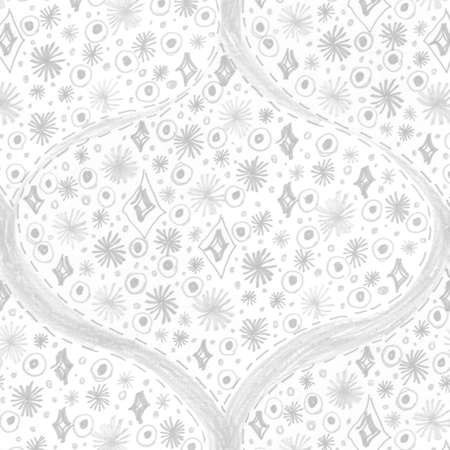 Damask stars rococo vintage pattern, classic damask textile ornament. gray white background. Can be used for gift card.の写真素材