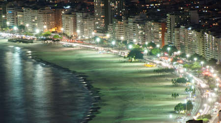 Night view of Copacabana beach  Rio de Janeiroの写真素材