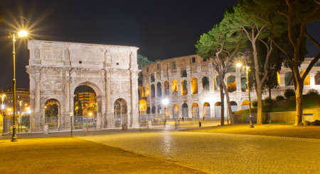 The Arch of Constantine and Colosseum in Roma  Italyの写真素材